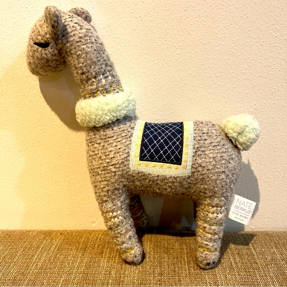 Nate Berkus for Baby Llama Plush Stuffed Toy 13" Gray Textured Soft lama